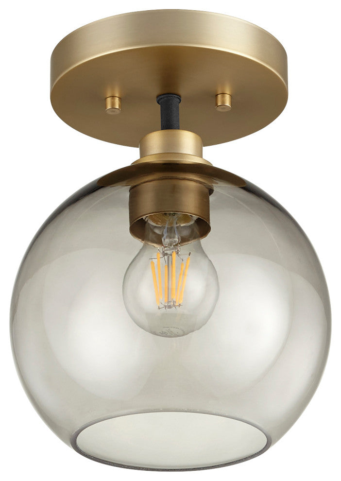 Quorum 372-1-6980 One Light Ceiling Mount, Black w Aged Brass Finish