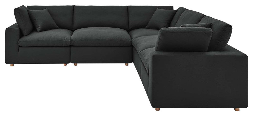 Modular Sectional Deep Sofa Set, Black, Fabric, Modern, Lounge Cafe Hospitality