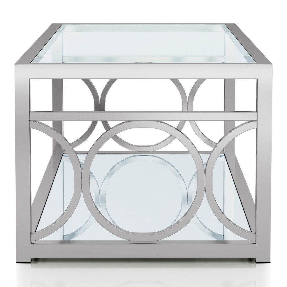 Furniture of America Beller Contemporary Metal 1-Shelf Coffee Table in Chrome