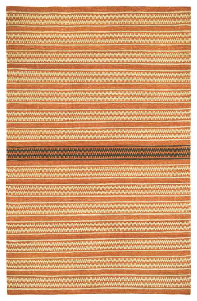 Capel Barred Stripe Sunny Deep Grey 3641_830 Flat Woven Rugs - 7' X 9' Rectangle