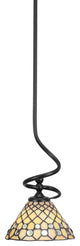 Capri 1-Light Mini Pendant with Hang Straight Swivel, Matte Black/Starlight Art