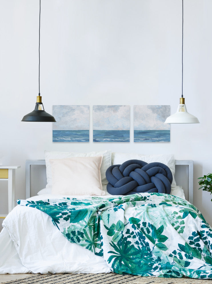 Happy by the Sea Triptych, Set of 3, 24x24 Panels
