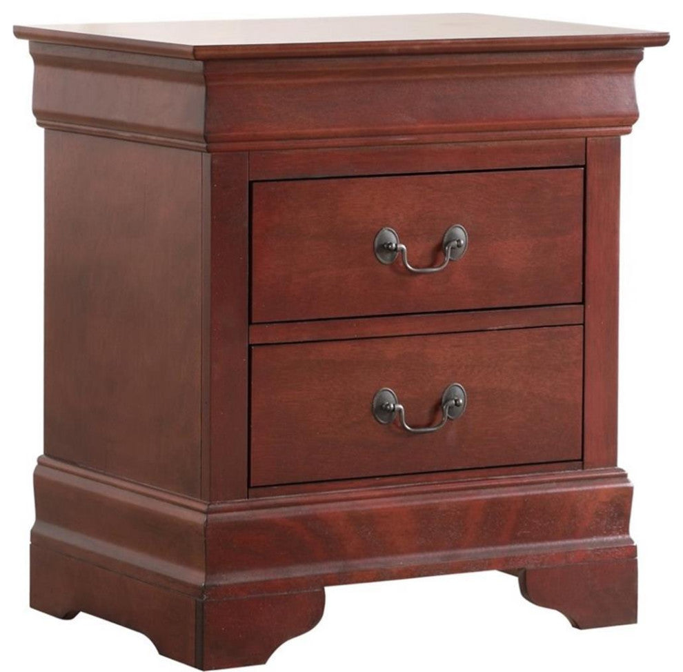 Glory Furniture Louis Phillipe 2 Drawer Nightstand in Cherry