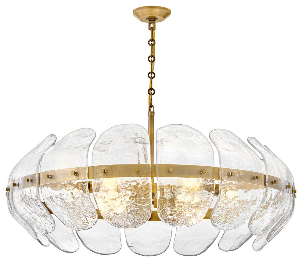 Fredrick Ramond Lillia Large Convertible Drum Chandelier, Heritage Brass
