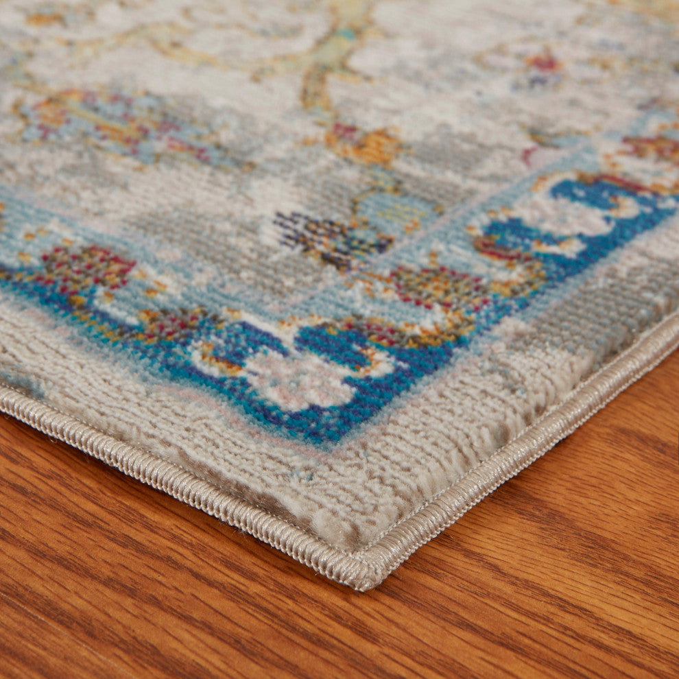 2" x 9" Beige Abstract Garden Runner Rug