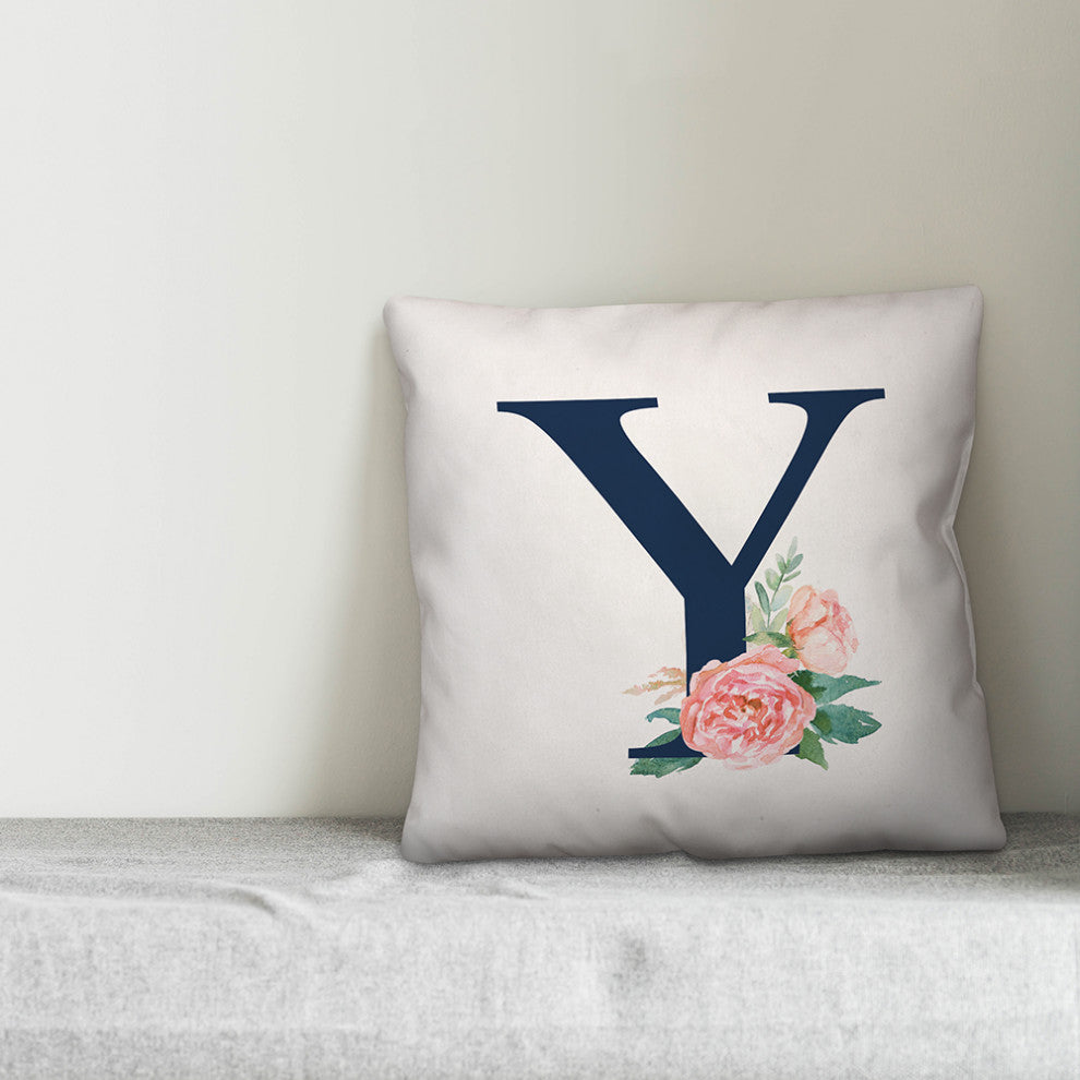 Floral Monogram Y 18x18 Indoor/Outdoor Pillow