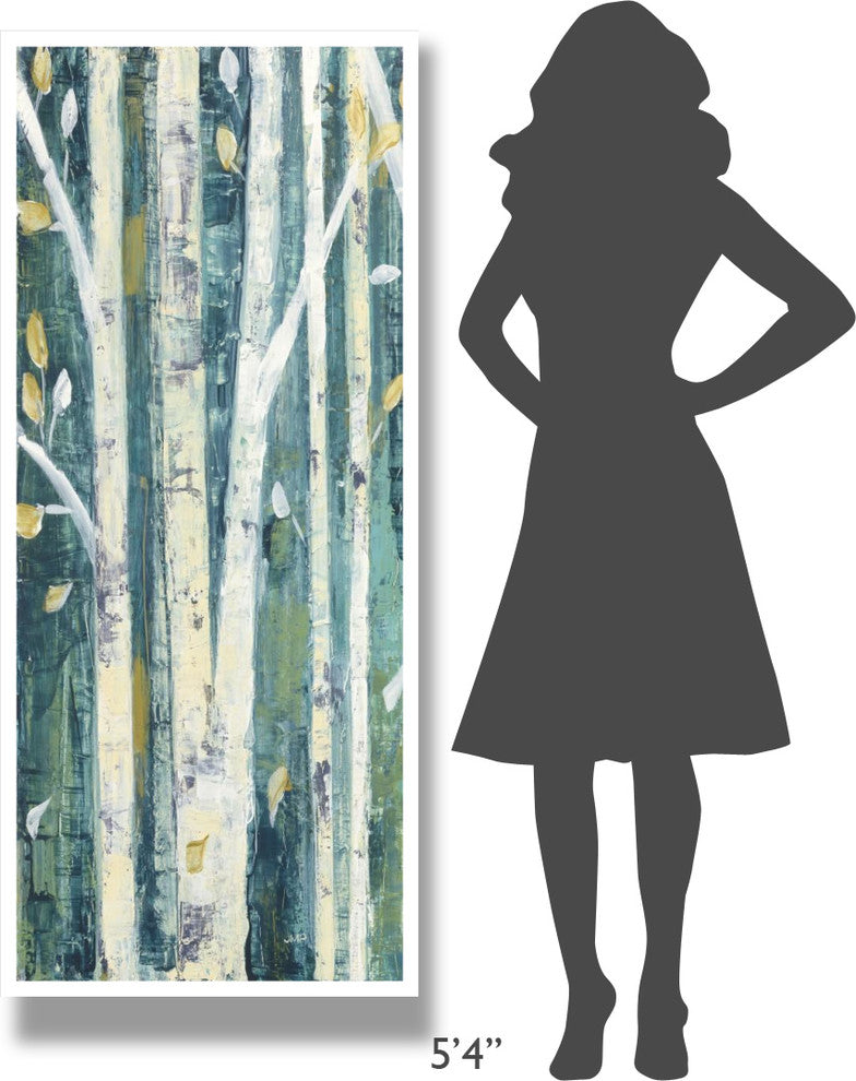 "Birches in Spring Panel I" Digital Paper Print by Julia Purinton, 26"x62"
