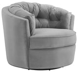 TOV Furniture Eloise Grey Velvet Swivel Chair