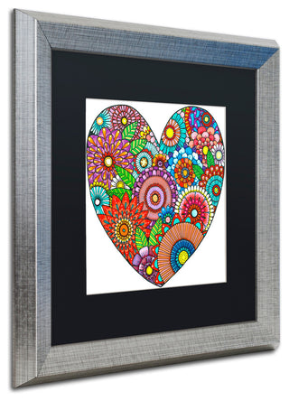 Hello Angel 'Floral Heart' Art, Silver Frame, Black Mat, 16x16