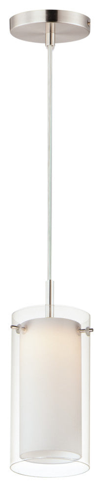 Maxim Lighting Duo 1-Light Mini Pendant, Nickel/White, 12289CLSWSN