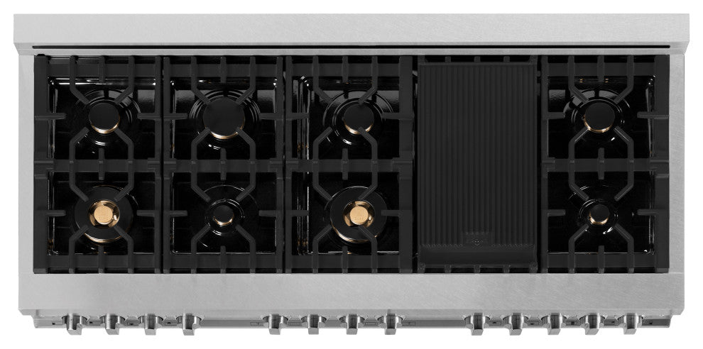 ZLINE 60" Dual Fuel Range, DuraSnow With Brass Burners RAS-SN-BR-60