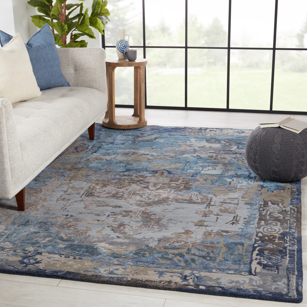 Margot Handmade Medallion Blue/ Gray Area Rug 10'X14'