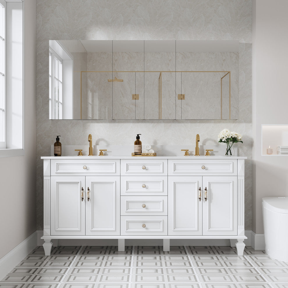 Recessed/Surface Mount Bathroom Medicine Cabinet, Reverse Installation, 72"x30"