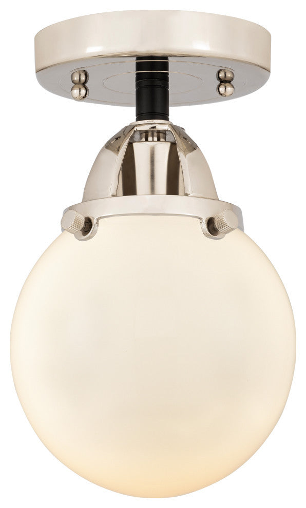 Beacon Semi-Flush Mount, Black Polished Nickel, Matte White, Matte White