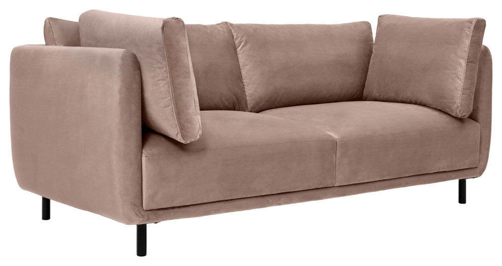 Serenity 79" Mauve Velvet Sofa with Black Metal Legs