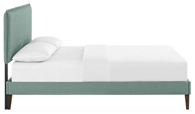 Modway Camille Queen Fabric Platform Bed With Squared Tapered Legs, Laguna