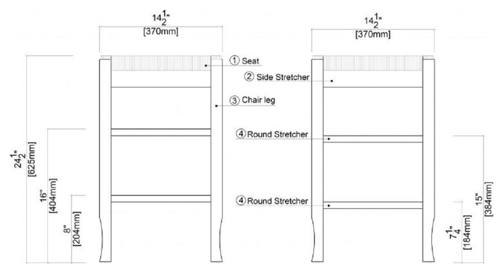 Square Rush Backless Counter Bar Stool, Black