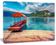Boat in Lake Bled In Julian Alps, Large Landscape Canvas Art Print, 60"x28"