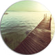 Wooden Boardwalk Over Clear Waters, Sea Bridge Round Wall Art, 11"