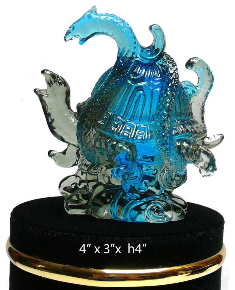 Chinese Liuli Crystal Glass Pate-de-verre Turtle Celestial Animals Figure