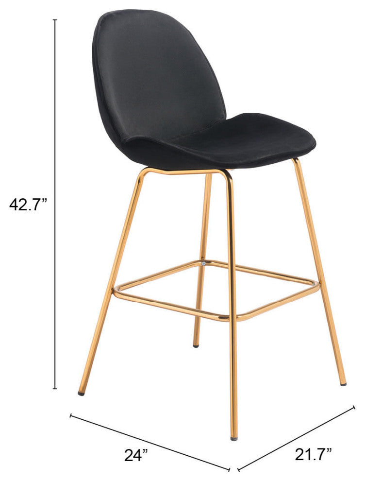 Siena Bar Chair, Set of 2 Black & Gold
