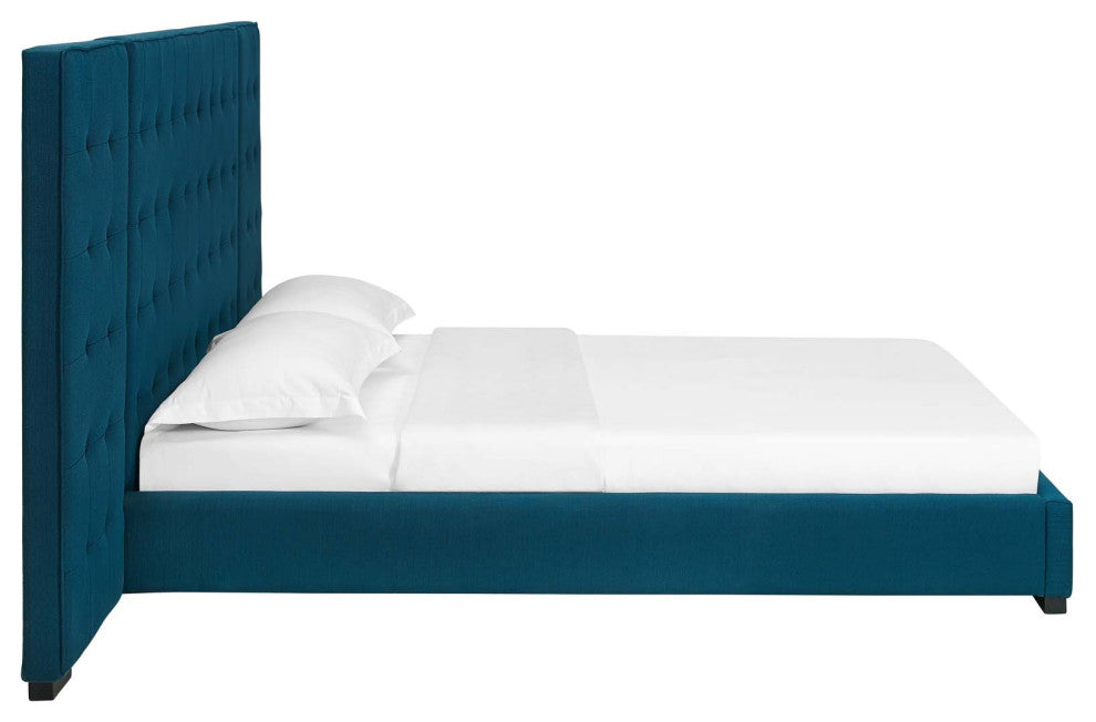 Azure Sierra Queen Upholstered Fabric Platform Bed