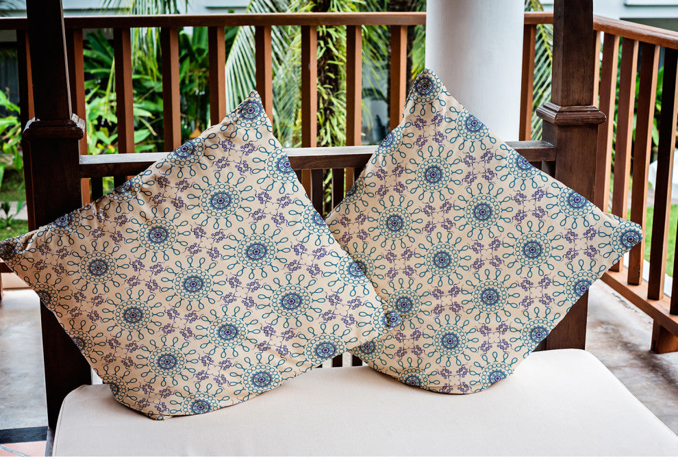 20" x 20" Sun Tile Indoor/Outdoor Polyester Throw Pillow, Autumn Blue