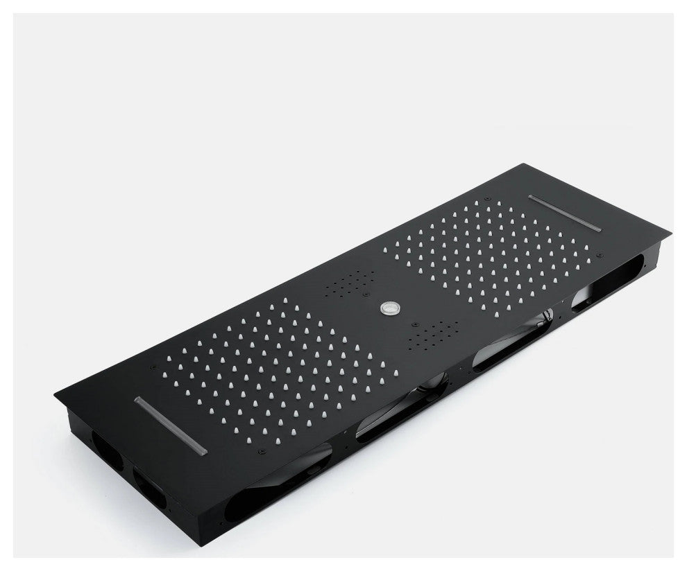 LED Shower System & 6 Jetted Body Sprays, Matte Black B - Phone Control Light