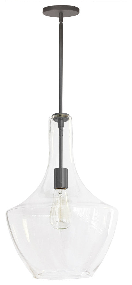 Clear Contemporary Pendant With Matte Black Metal