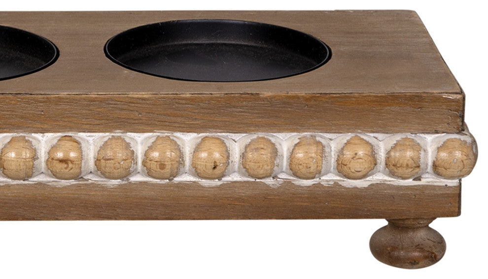 Three Slot Wooden Candle Holder