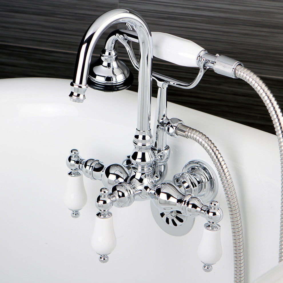 Aqua Vintage Wall Mount Clawfoot Tub Faucet, Polished Chrome