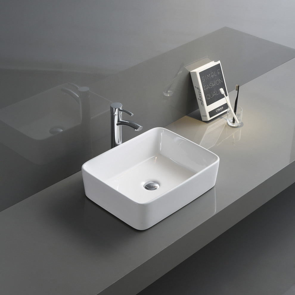 Ruvati 19 x 14 inch Bathroom Vessel Sink White Rectangular - RVB1915