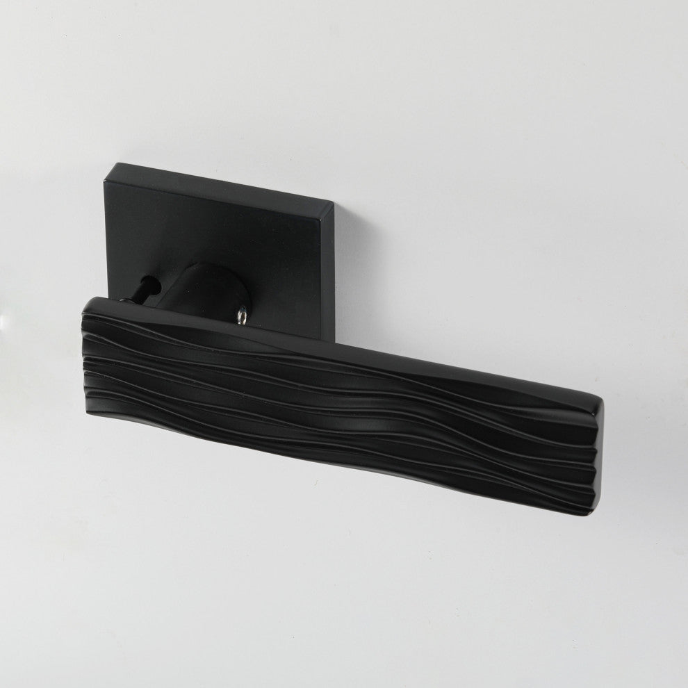 Modern Heavy Duty Designer Interior Door Lever - Ridge Collection, Matte Black, Passage Right Hand