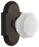 Cottage Plate Passage Waldorf White Milk Glass Knob, Oil-Rubbed Bronze