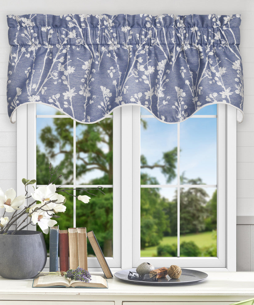 Meadow 50" x 15" Lined Scallop Valance, Cobalt