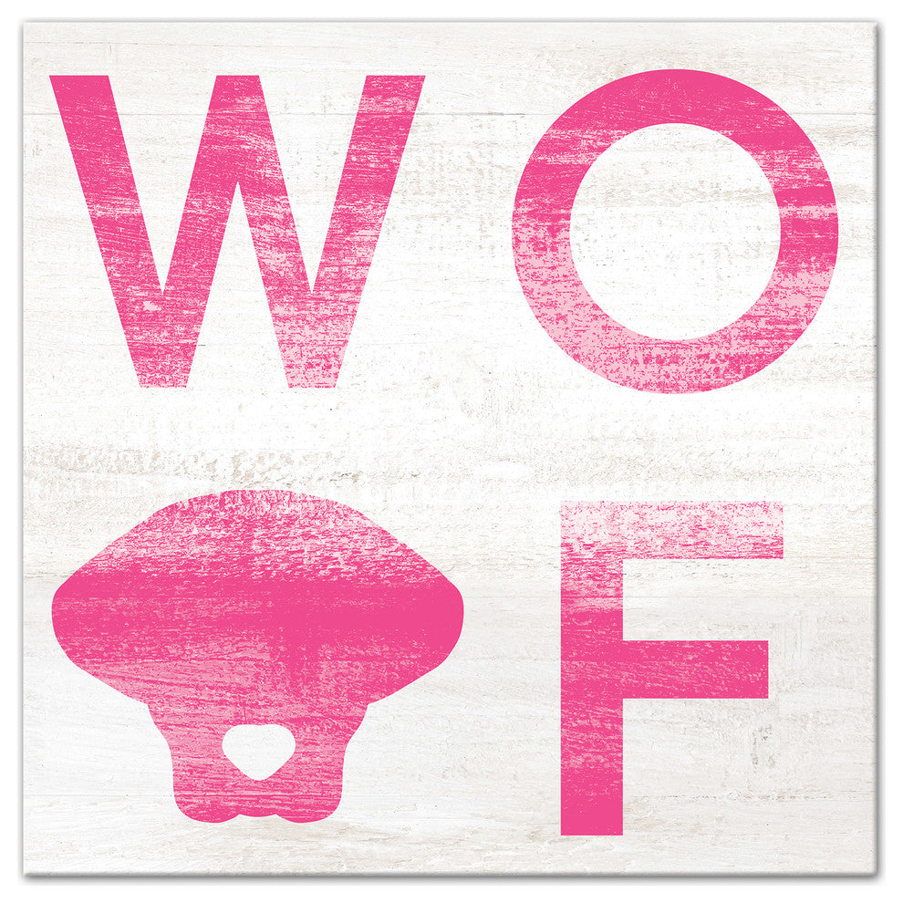 Designs Direct Creative Group Woof Distressed Pink 12x12 Canvas Wall Art