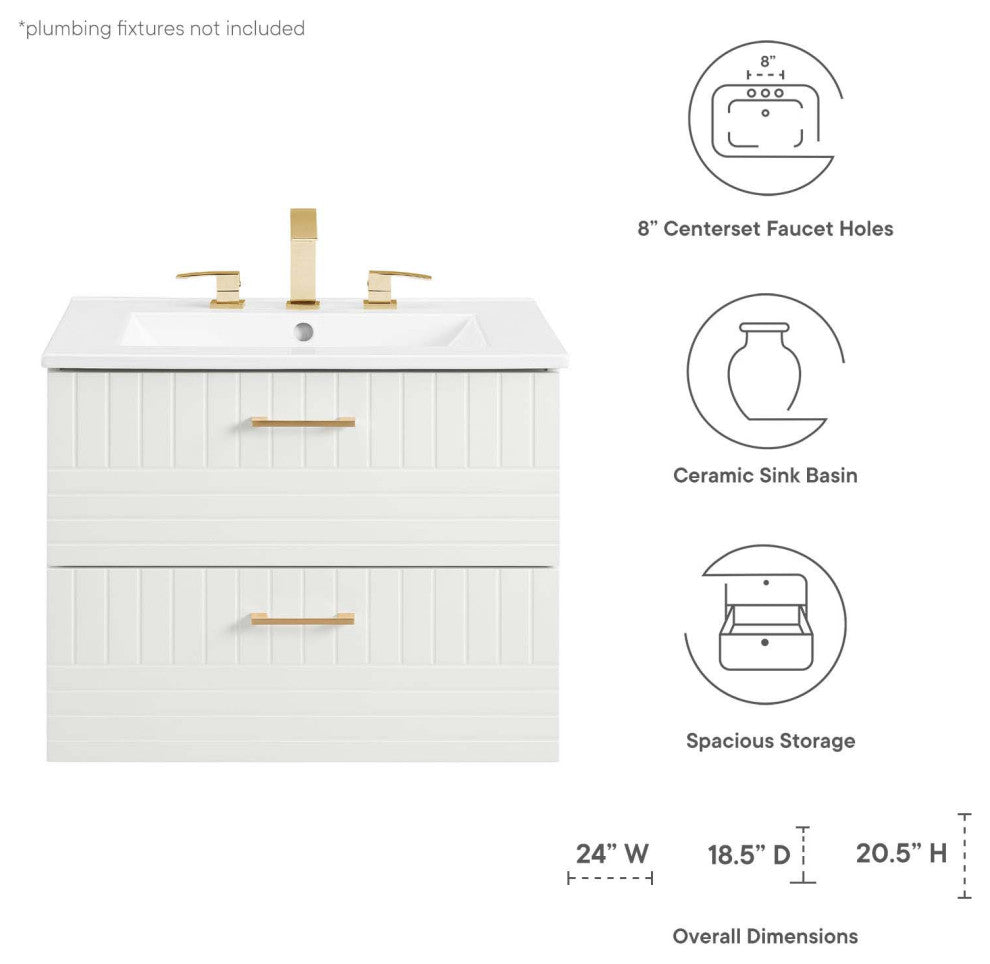 Daybreak 24" Bathroom Vanity, White White