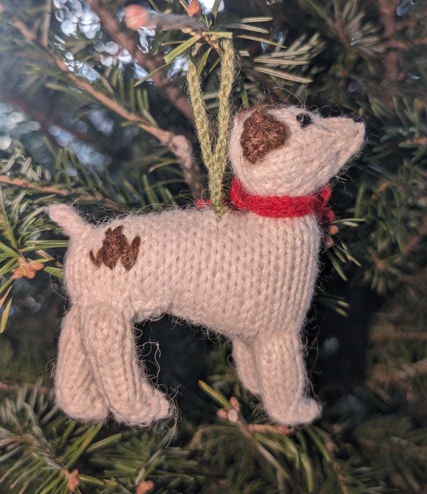 Hand-Knit Jack Russell Terrier Christmas Ornament