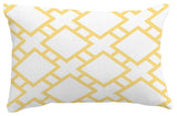 Square in St. Louis Geometric Print Pillow With Linen Texture, Yellow, 14"x20"