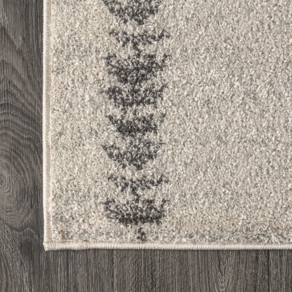 Zaina Moroccan Beni Souk Area Rug, Cream/Gray, 2'x8'
