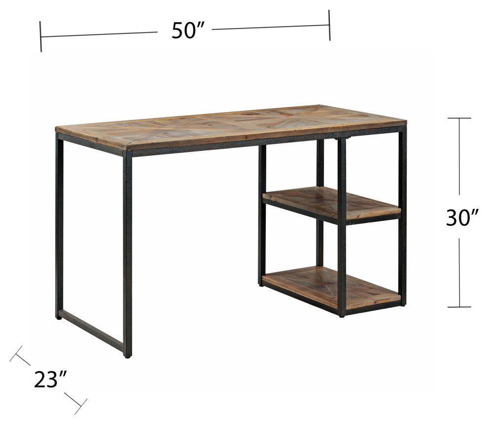 Kiara Reclaimed Wood Writing Desk, Rustic Black