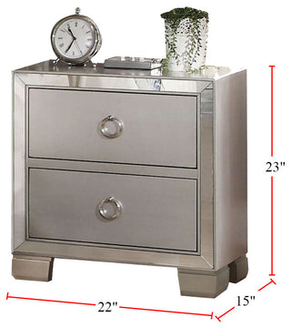 Wood Nightstand With 2 Drawers, Platinum