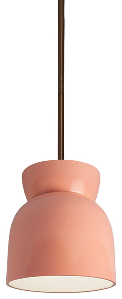 Large Hourglass Pendant, Gloss Blush, Dark Bronze, Incandescent