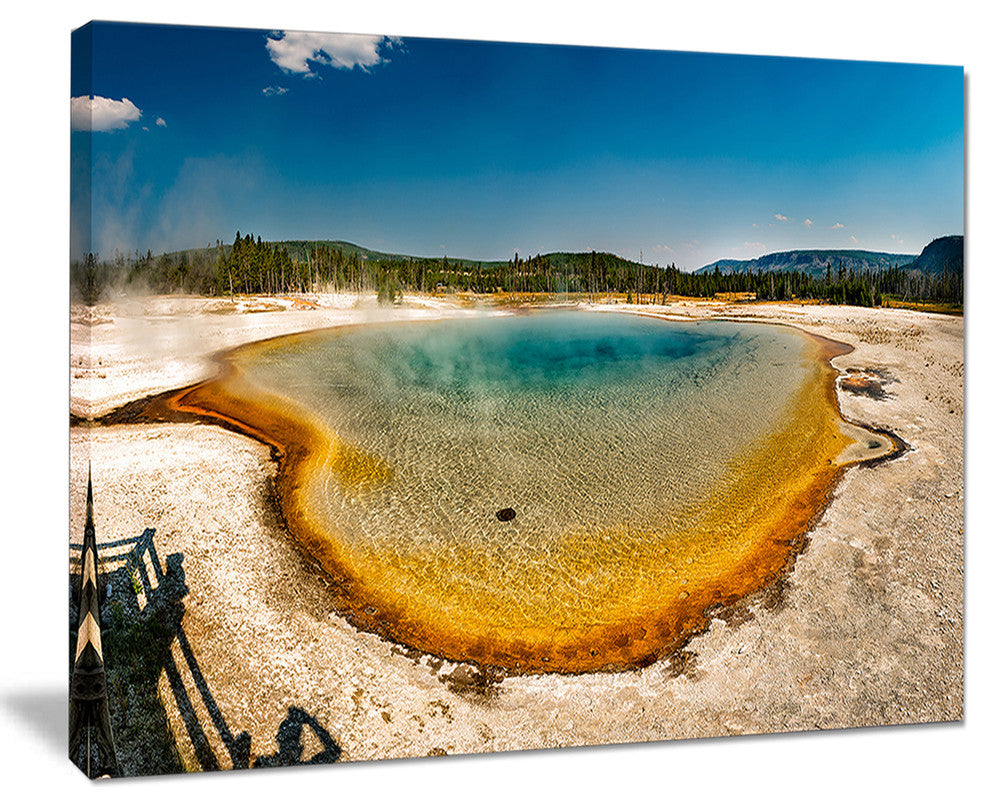 "Yellowstone Heat Pool Panorama" Landscape Print Wall Artwork, 20"x12"