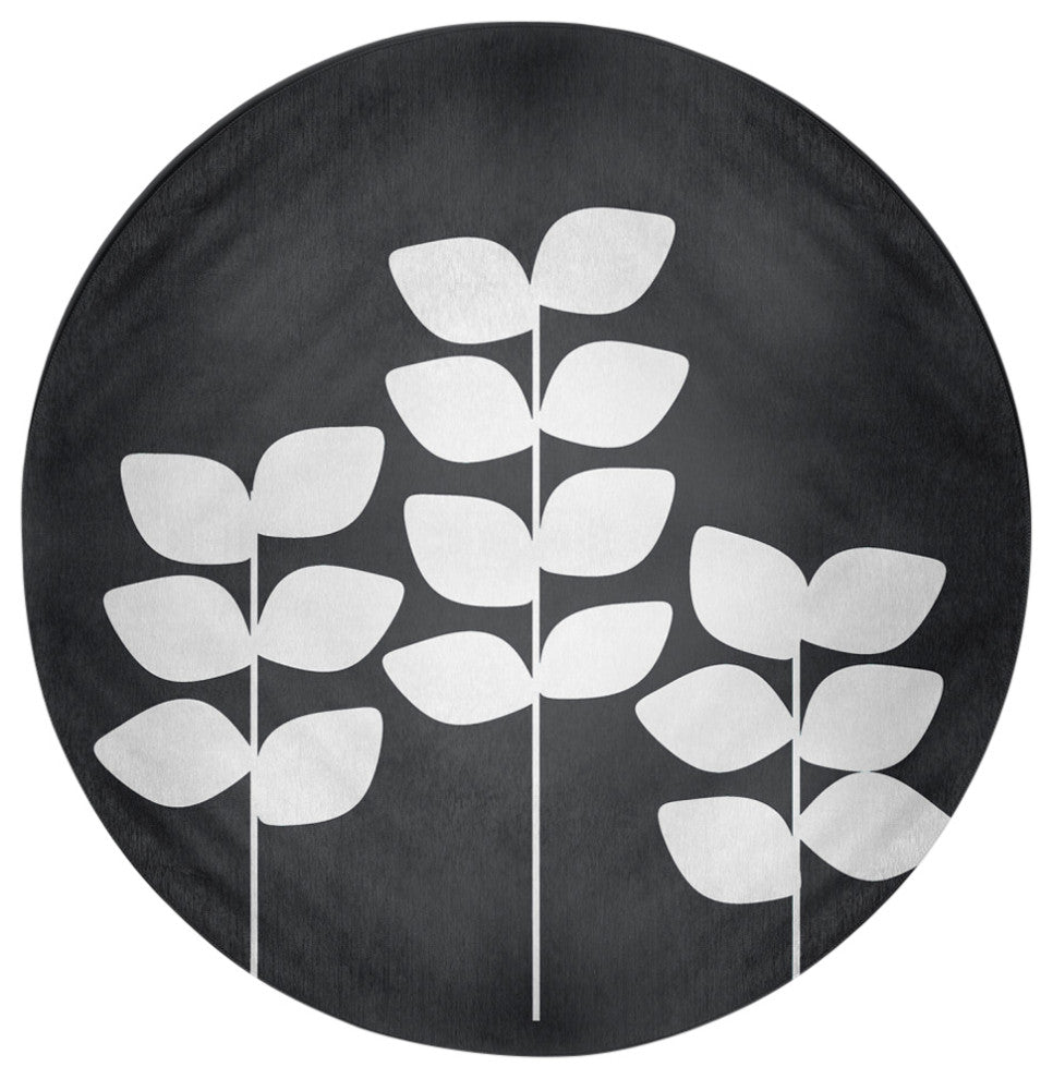 Simple Stems Spring Chenille Rug, Gray, 5' Round