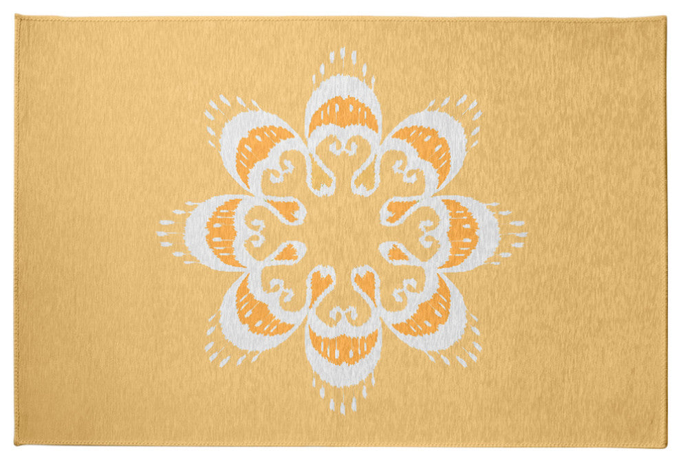 Ikat Mandala Chenille Rug, Sunshine Yellow, 4'x6'