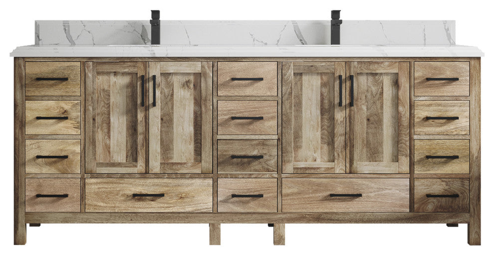 Malibu Mango 84 Double Sink Bath Vanity in Natural 1.5" Calacatta Laza