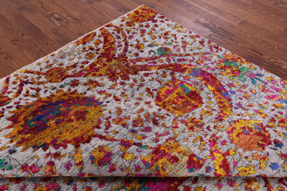 Wool and Silk Persian Sickle Leaf Design Handmade Rug 8' 10" X 11' 11" Q11848
