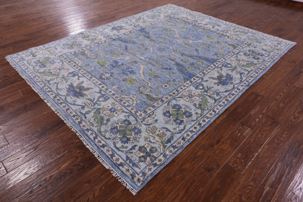 7' 10" X 9' 11" Hand-Knotted Turkish Oushak Wool Rug - Q13619