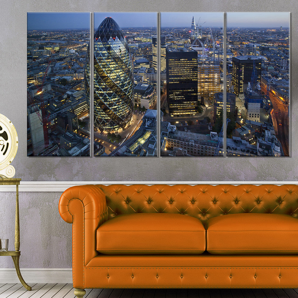 "London Skyline at Sunset" Canvas Print, 4 Panels